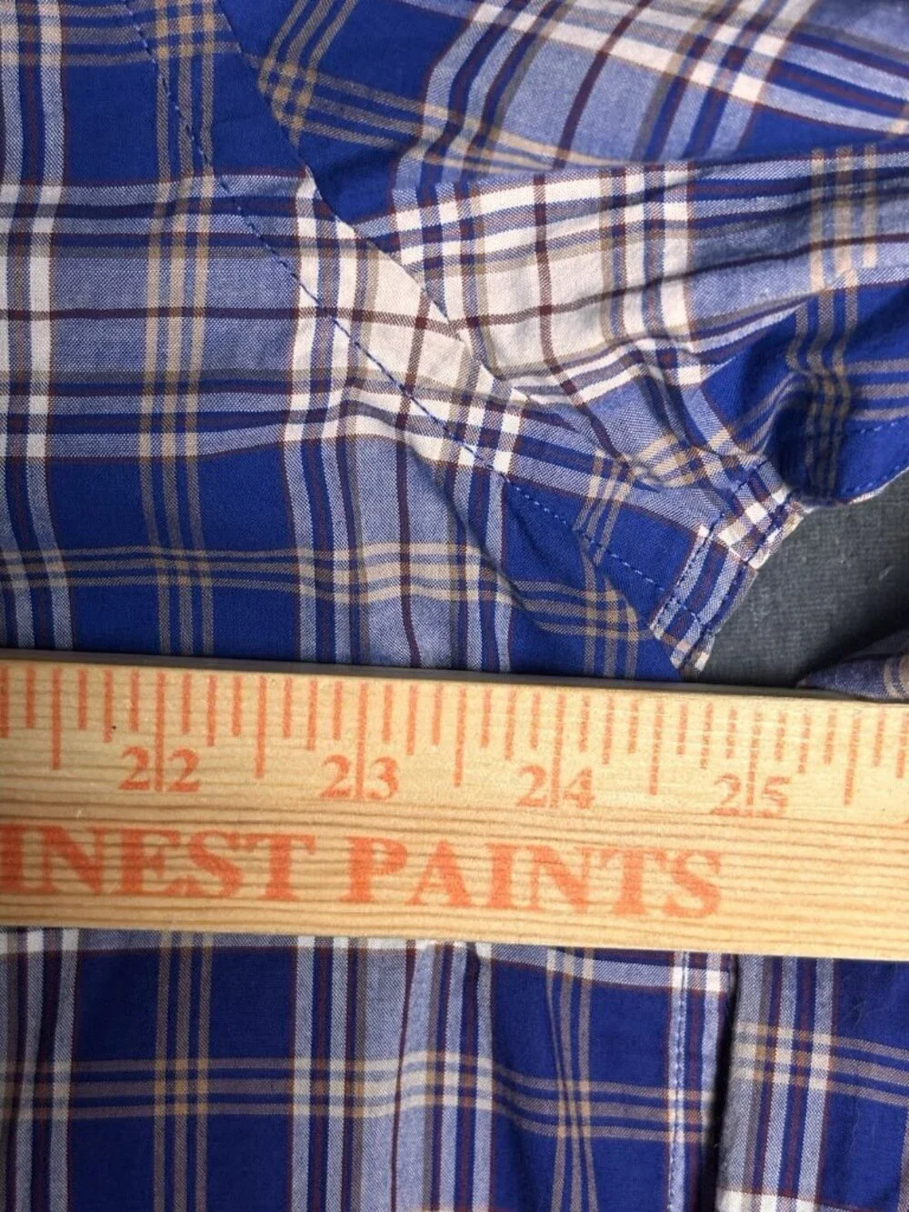 Banana Republic XL Slim Fit Plaid Shirt Blue Tan Untucked 17-17.5x36 NWT